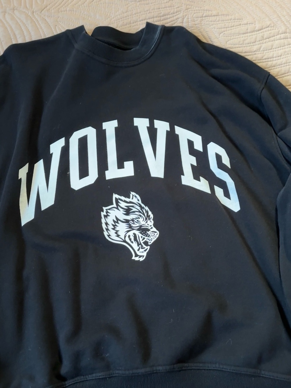 Darc Sport Black Crewneck with White 'WOLVES' Graphic